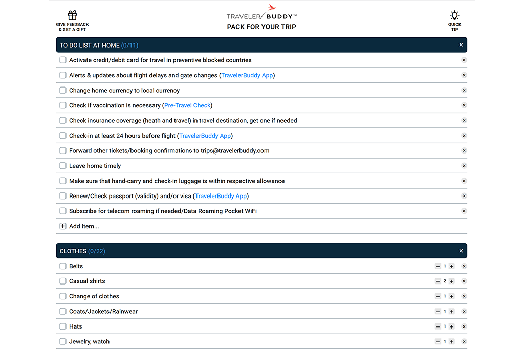 travelerbuddy features time and cost calculator